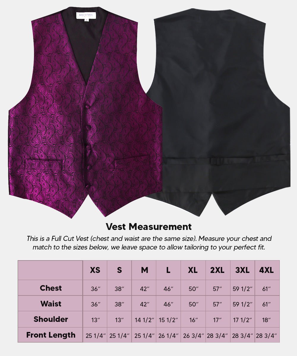 Vittorio Farina Men's Woven Paisley Vest, Necktie, Bow Tie and Pocket Square Set (Black Back)