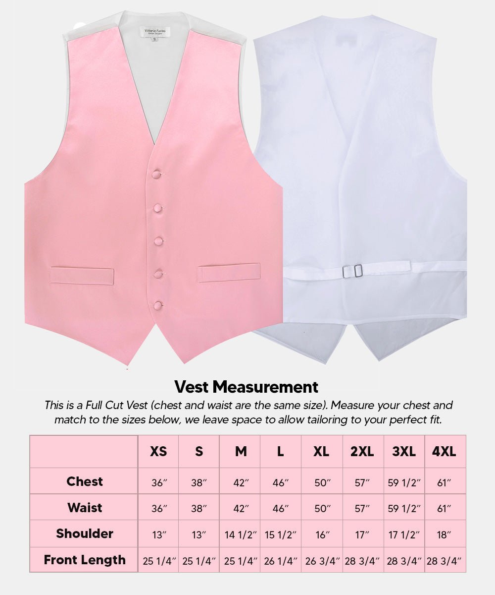 Vittorio Farina Men's Satin Vest, Necktie, Bow Tie and Pocket Square Set (White Back)