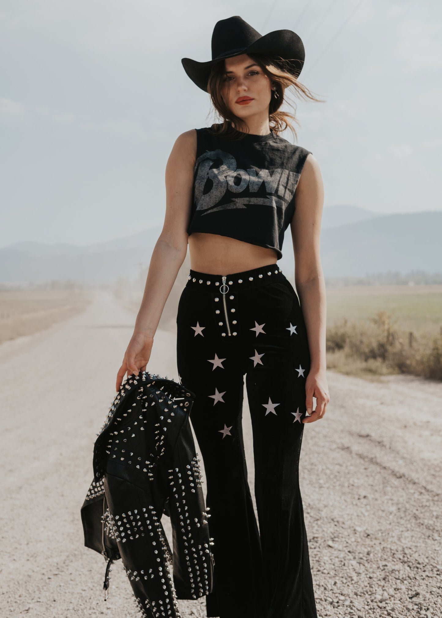 Star Studded Velvet Bell Bottoms