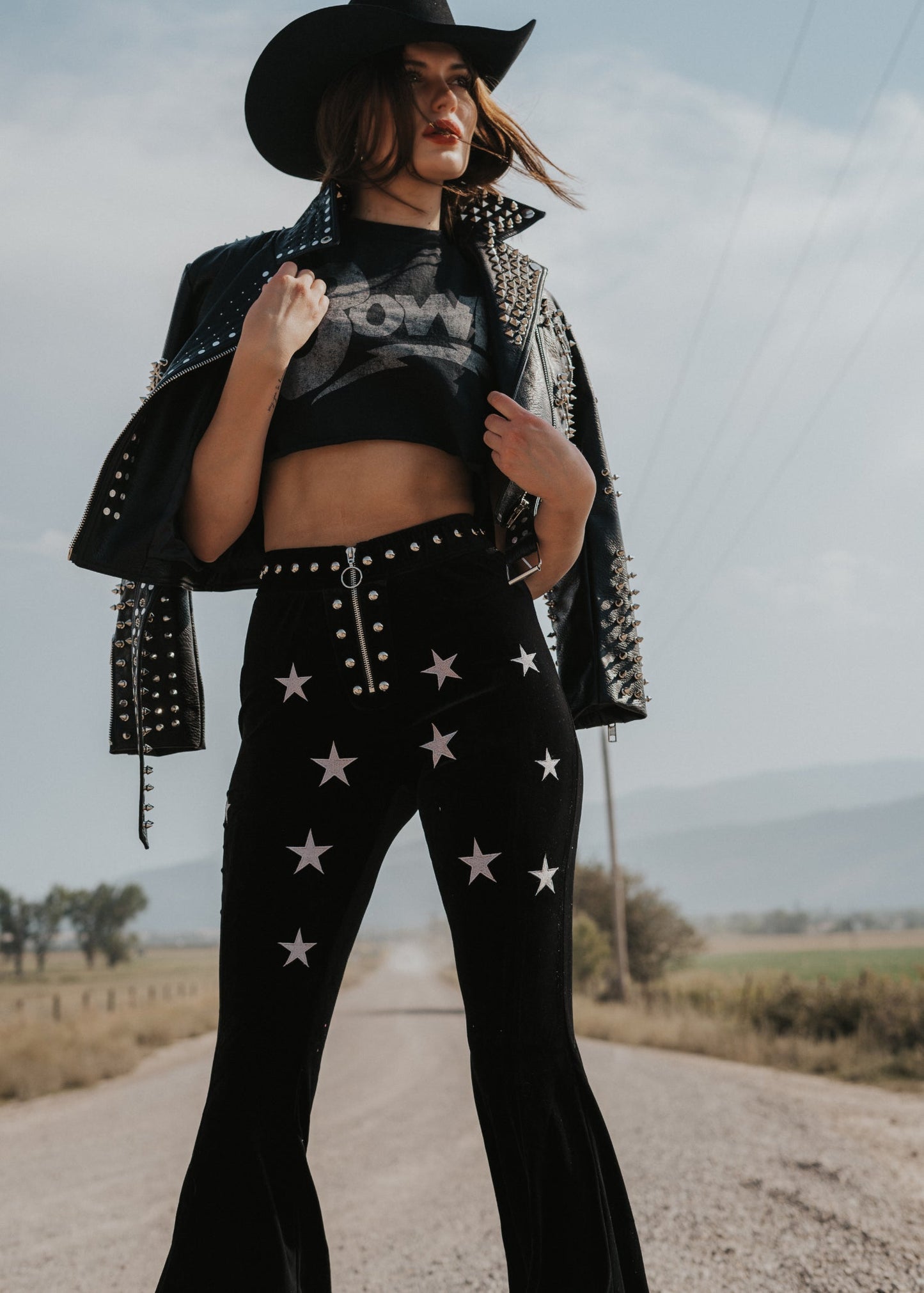 Star Studded Velvet Bell Bottoms