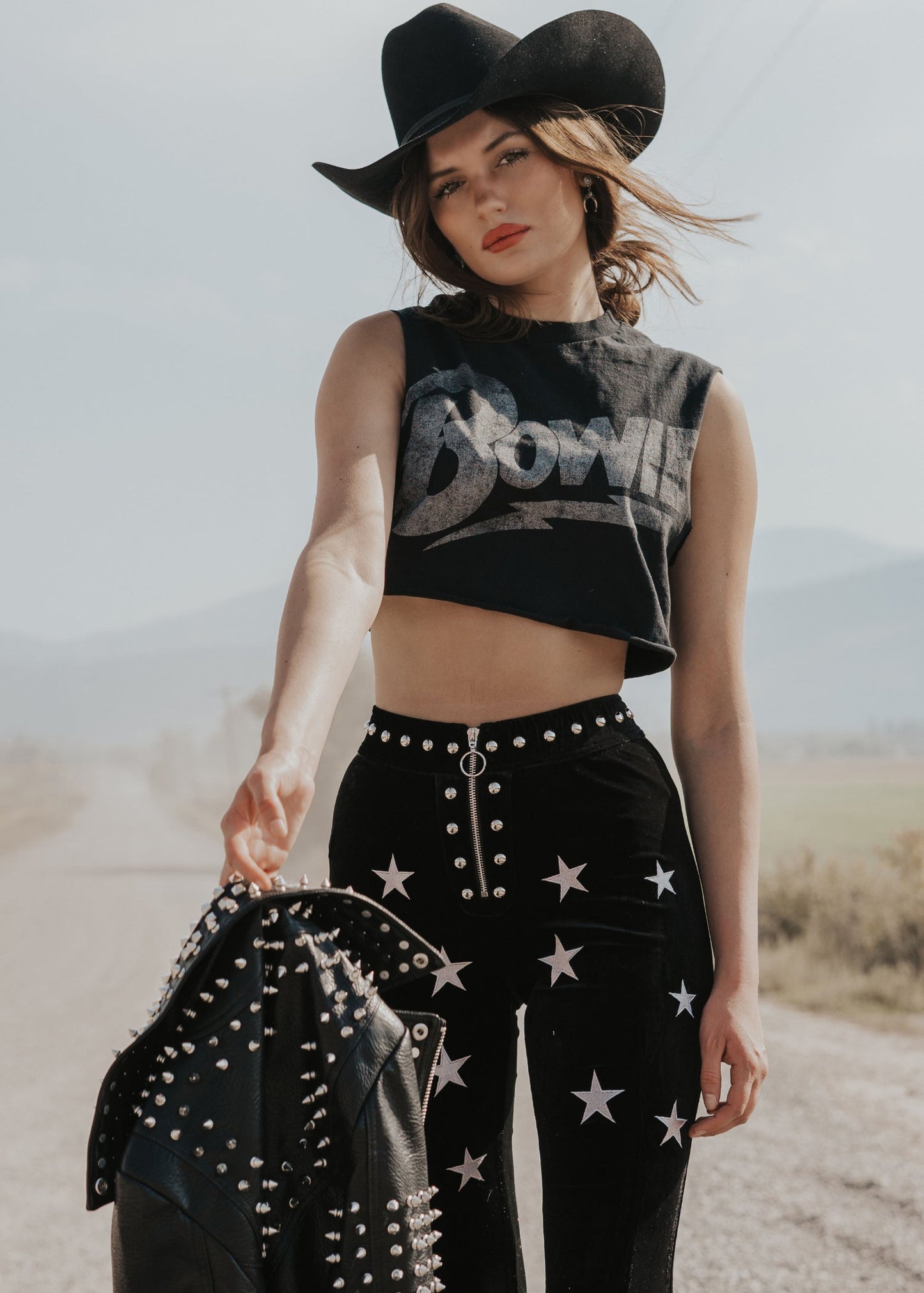 Star Studded Velvet Bell Bottoms