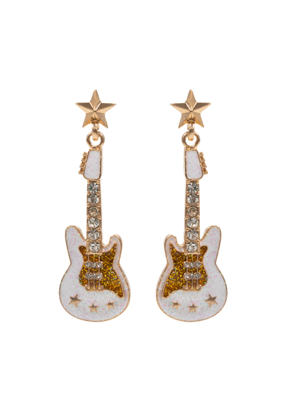 White Electric Guitar Earrings