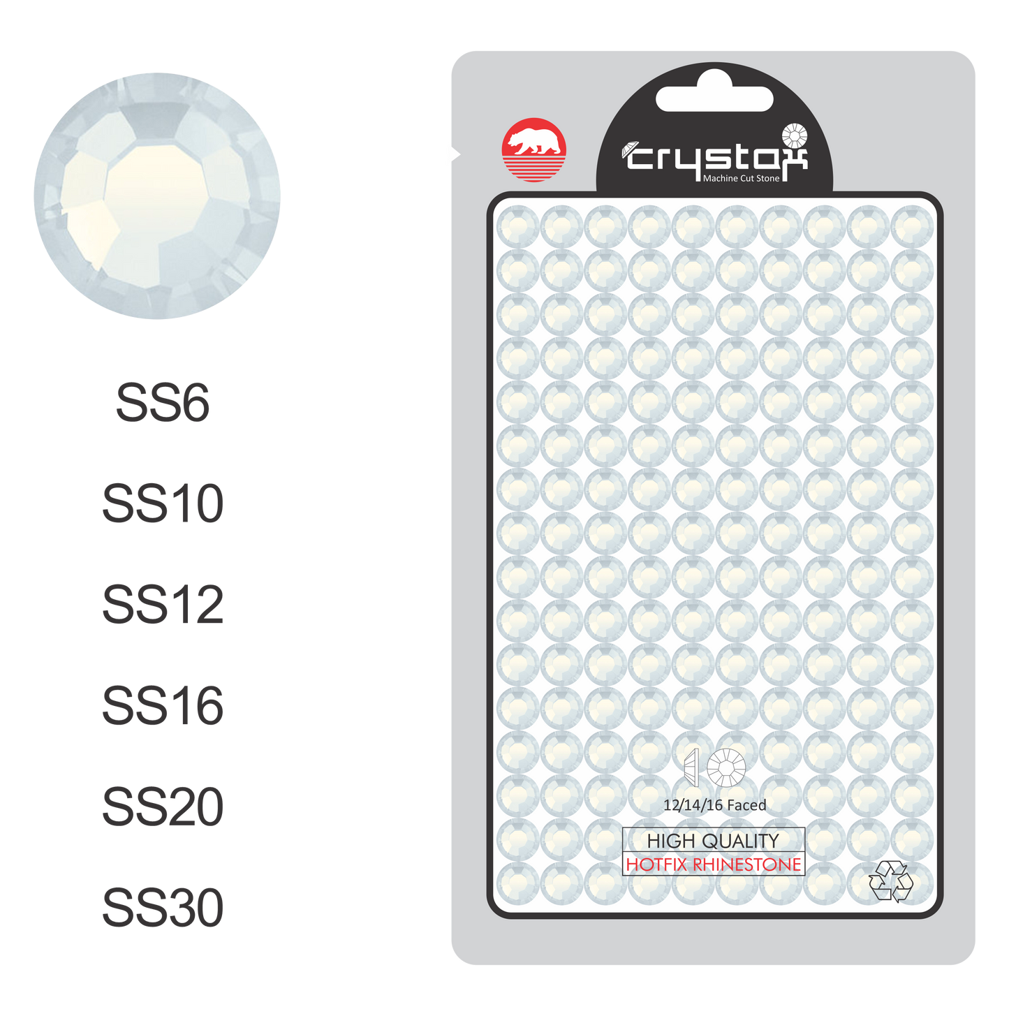White Opal Hot-fix Rhinestone Probag | CrystAX**