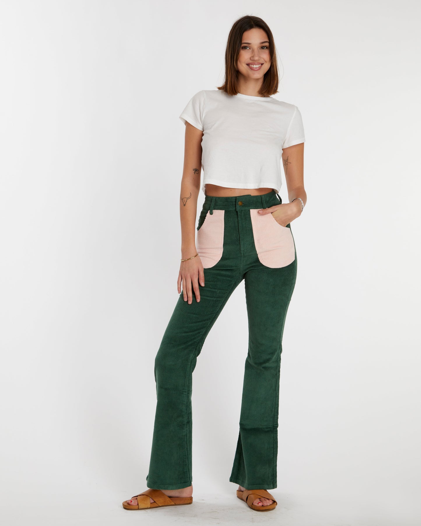 Women's Bell Bottom (Forest Green/Powder Pink)