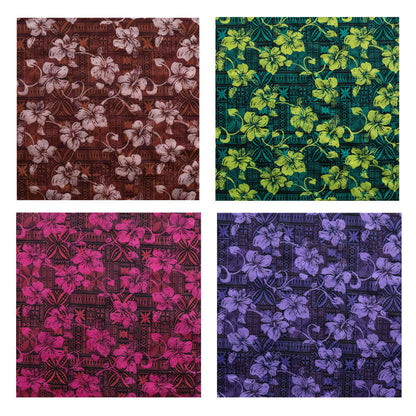 Hibiscus on Traditional Tapa design Fabric  | Polyester