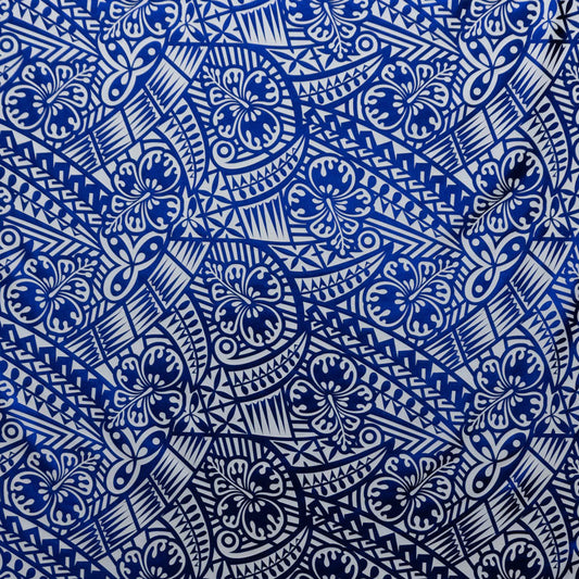 Traditional Polynesian Tattoo Hibiscus Design Fabric | Polyester Foil