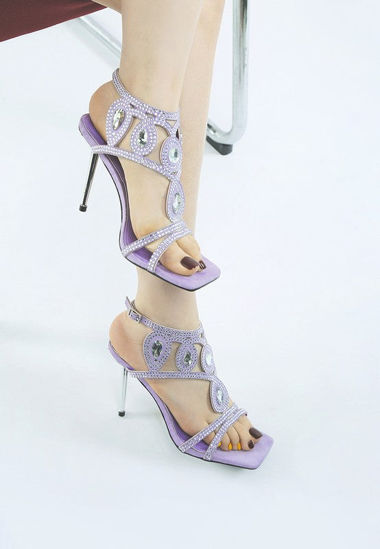 Fialka Diamante & Rhinestones Stiletto Sandals