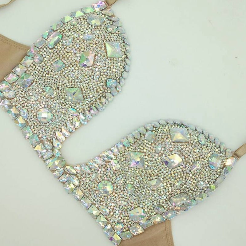 Rhinestone Plunge Bra Top