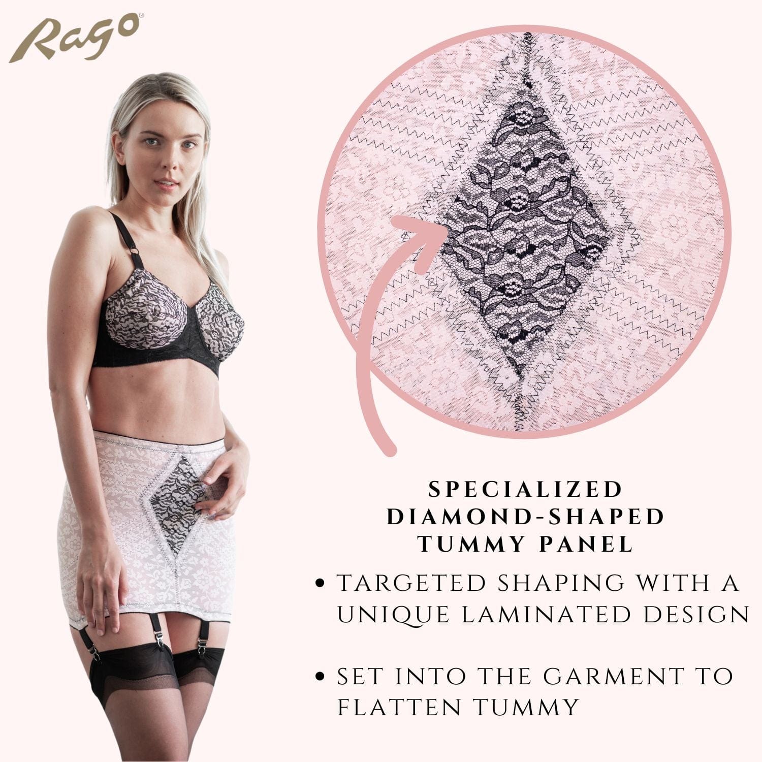 Style 1357 | Lace Waistline Open Bottom Girdle | Extra Firm Shaping