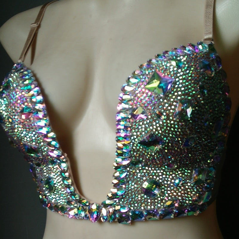 Rhinestone Plunge Bra Top