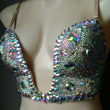Rhinestone Plunge Bra Top