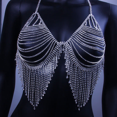 Fashion Rhinestone Fringe Bikini Bra Chain Set
