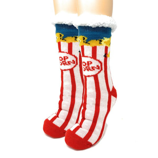 Box o' Popcorn Sherpa Slipper Socks