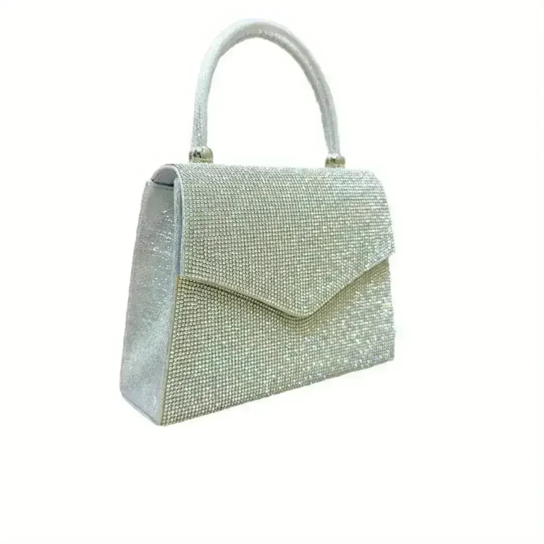 Rhinestone Evening Clutch - Convertible Silver Purse | Femstylo