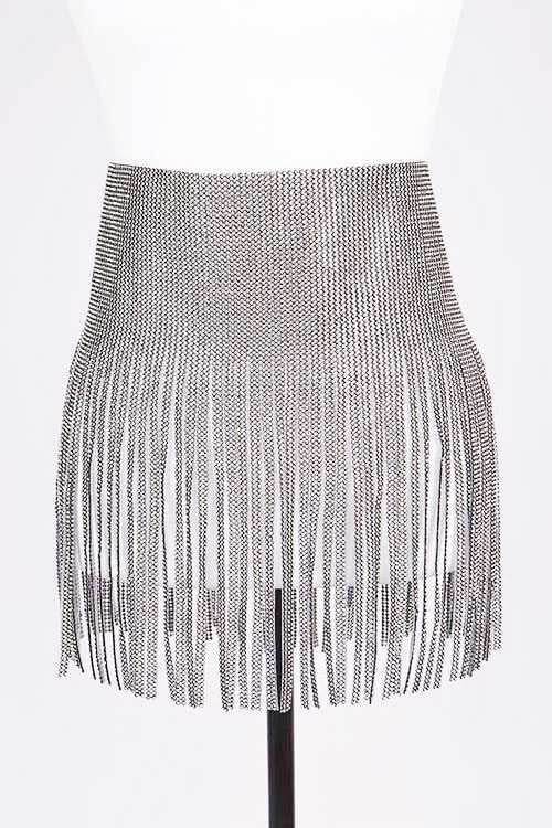 Rhinestone Fringe Statement Belt