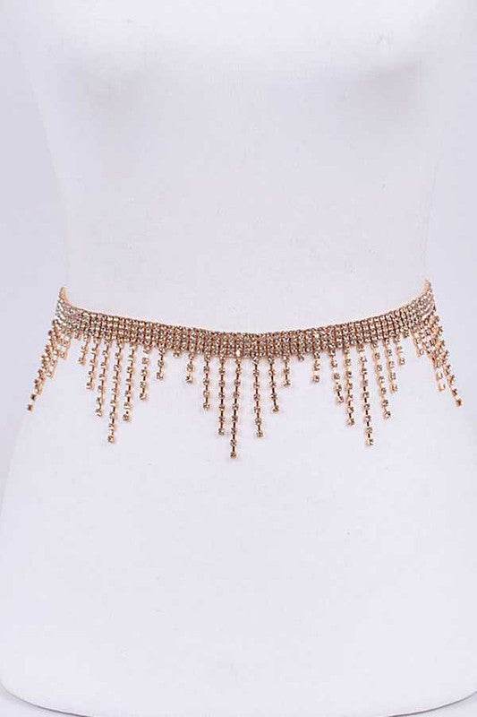 Rhinestone Fringe Chain Belt