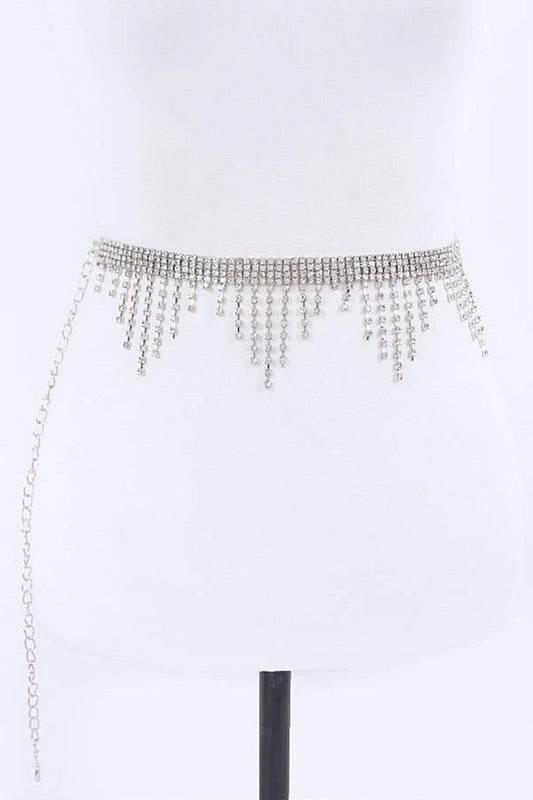 Rhinestone Fringe Chain Belt