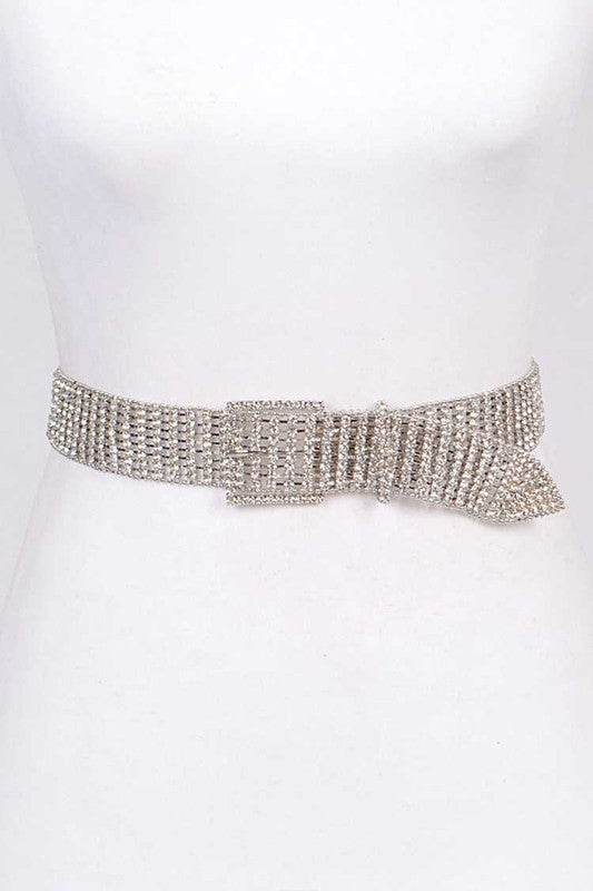 Statement Rhinestone Buckle Chain Belt