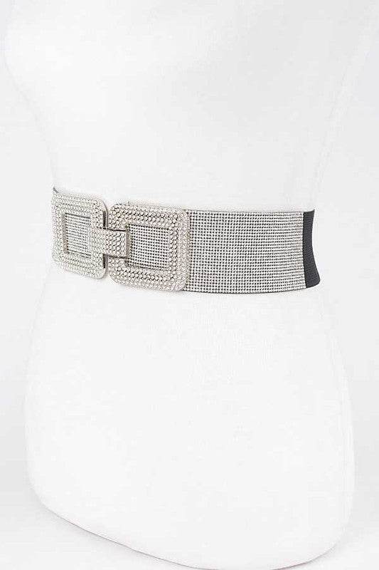 Crystal Buckle Rhinestone Elastic Belt