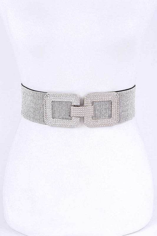Crystal Buckle Rhinestone Elastic Belt