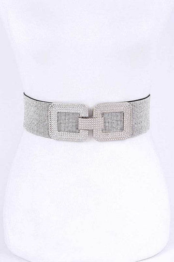 Crystal Buckle Rhinestone Elastic Belt