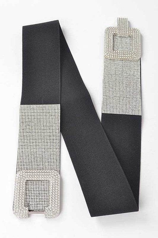 Crystal Buckle Rhinestone Elastic Belt