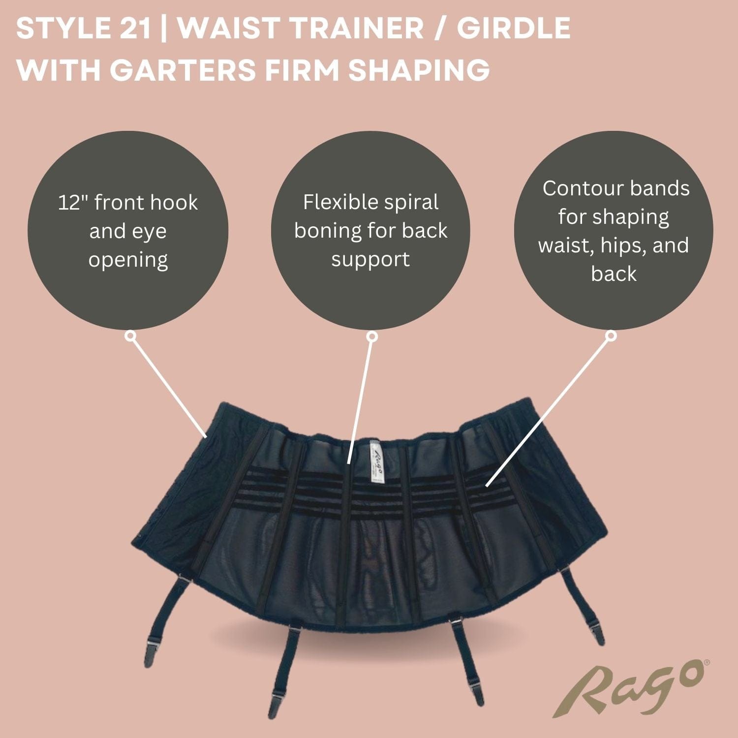 Style 21 | Waist Trainer / Girdle with Garters Firm Shaping