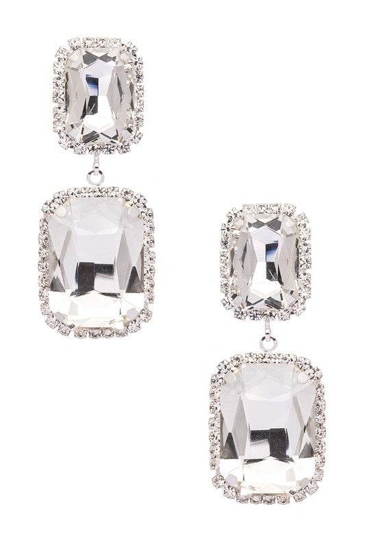 Square Drop Crystal Earrings