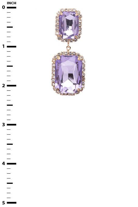 Square Drop Crystal Earrings