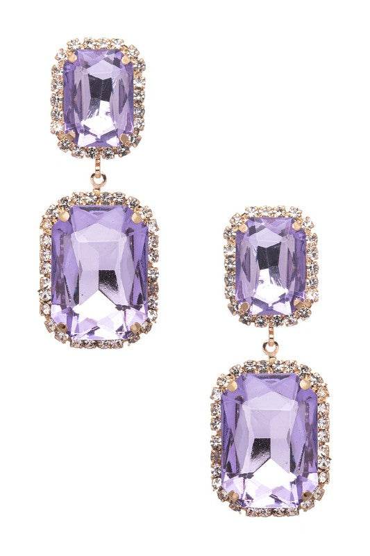 Square Drop Crystal Earrings