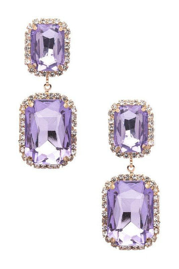 Square Drop Crystal Earrings
