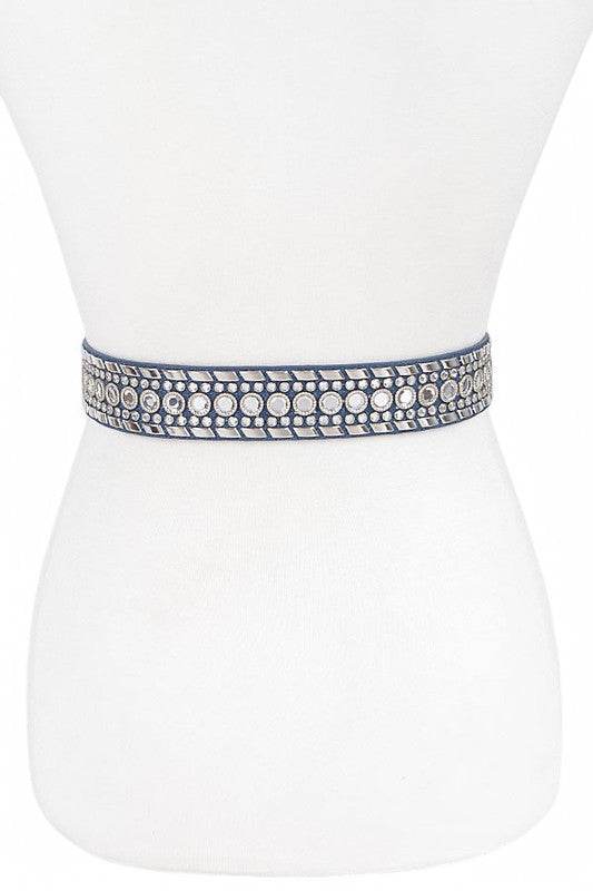 Mix Stud Rhinestone Denim Western Belt