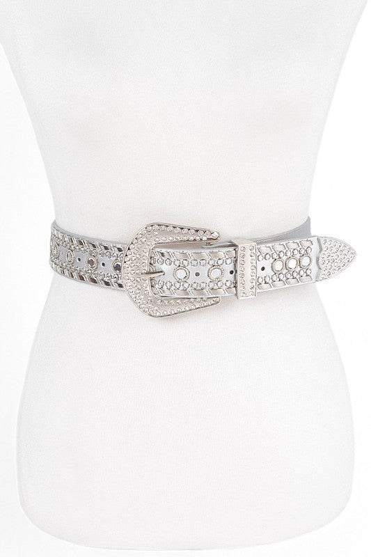 Mix Stud Rhinestone Denim Western Belt