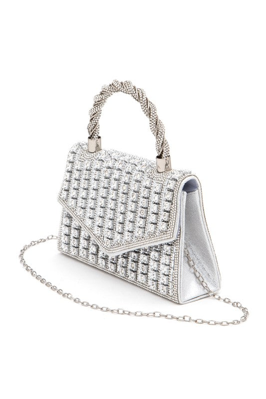 Rhinestone Top Handle Iconic Clutch Bag