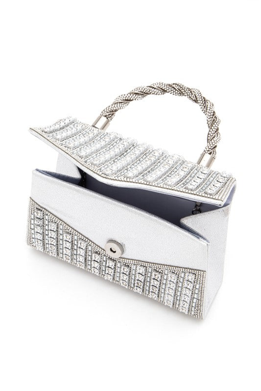 Rhinestone Top Handle Iconic Clutch Bag