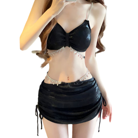 After Dark Rhinestone Fringe Bikini Set
