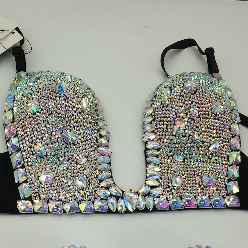 Rhinestone Plunge Bra Top