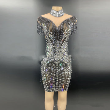 Luxury Tassel Beaded Dress