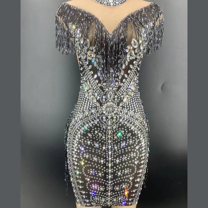 Luxury Tassel Beaded Dress