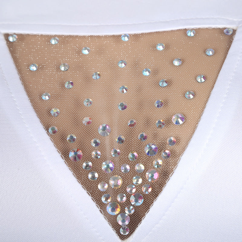 White Rhinestone Bodysuit Female Jazz DJ Dance Costumes
