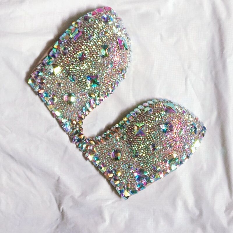 Rhinestone Plunge Bra Top