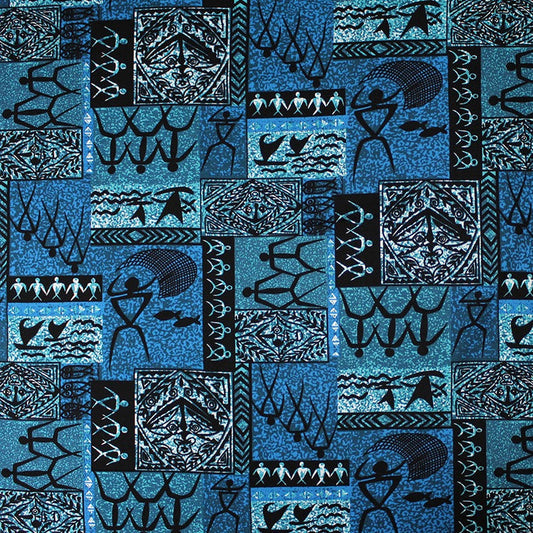 Hawaiian Tapa Petroglyphs Light Barkcloth Fabric | Islands Fabric
