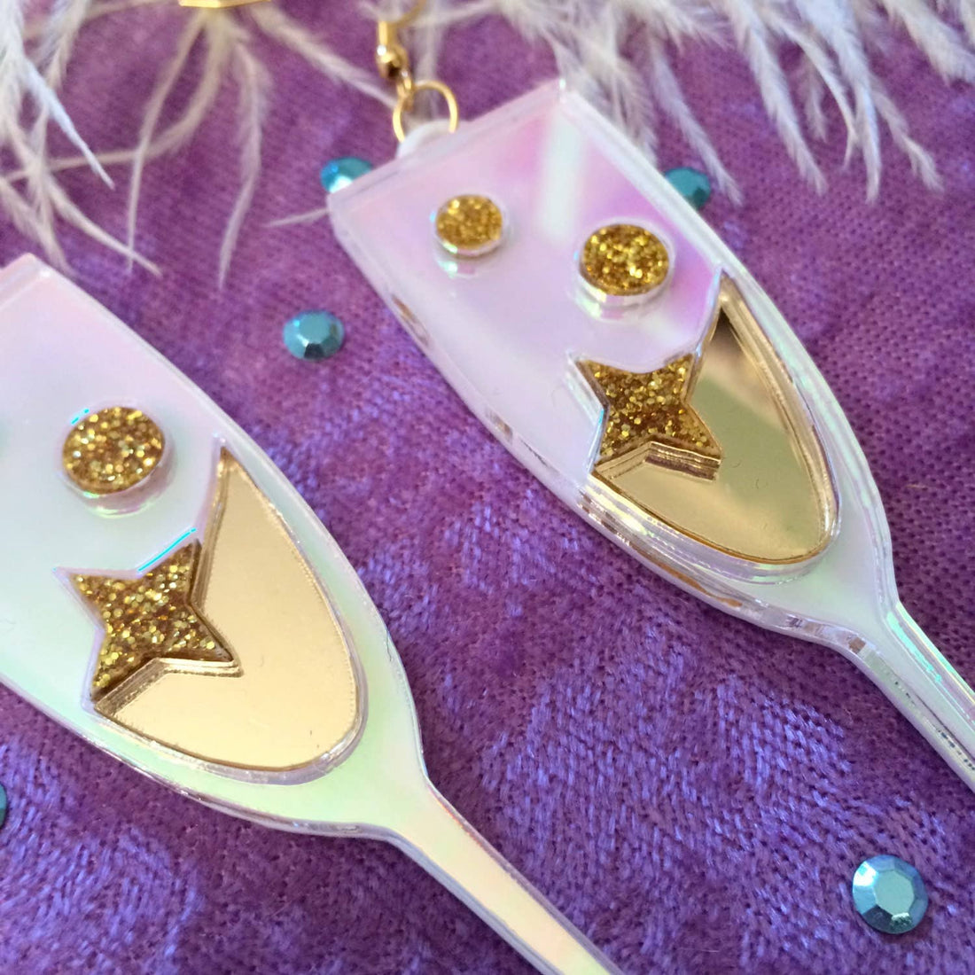 Champagne Flute Statement Earrings