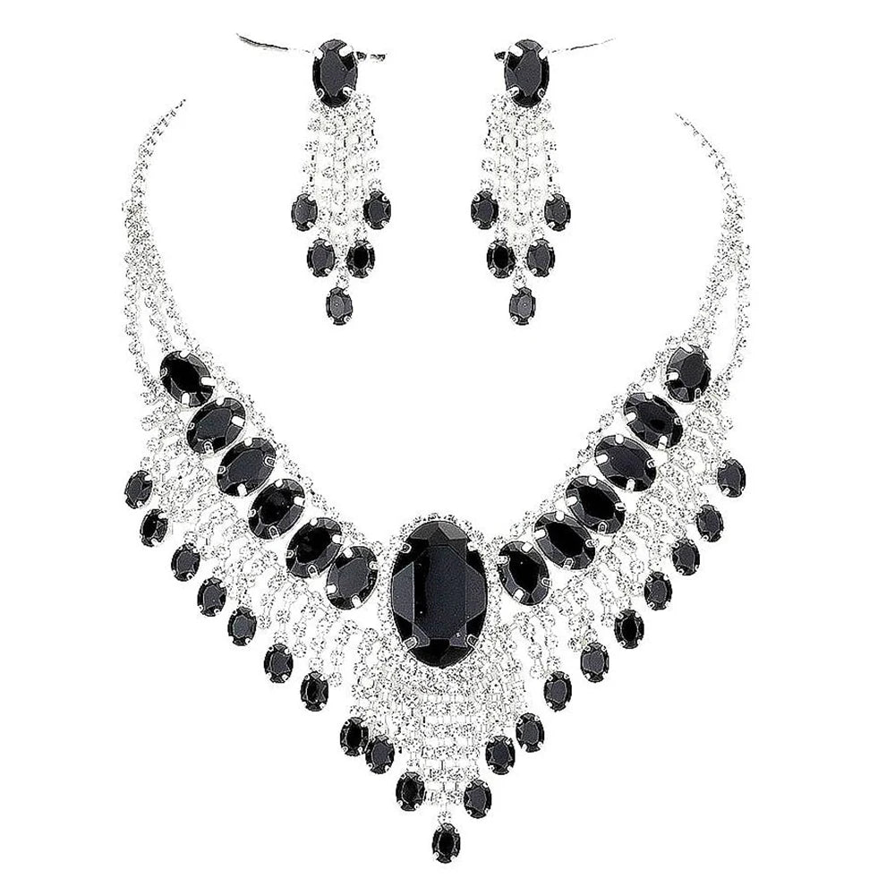 Rhinestone Water Drop Necklace Set