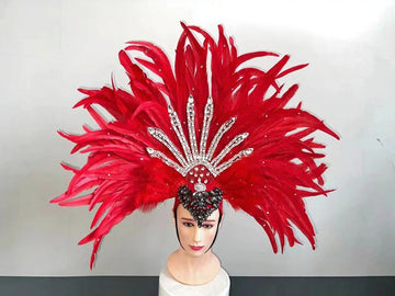 Red Feather Showgirl Headdress