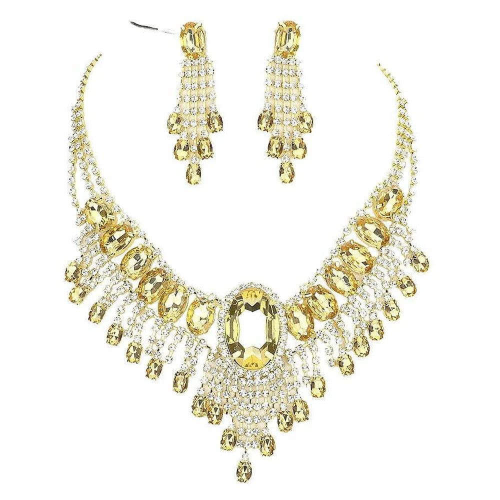 Rhinestone Water Drop Necklace Set