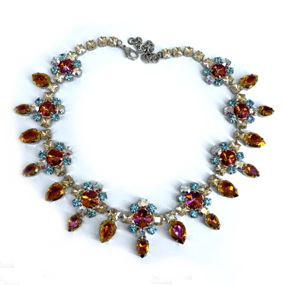 Luxury Crystal Bridal Jewelry Set – Dubai Style Wedding Necklace & Earrings for Women (Gold/Silver)