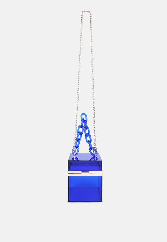 cuboid clear box clutch bag