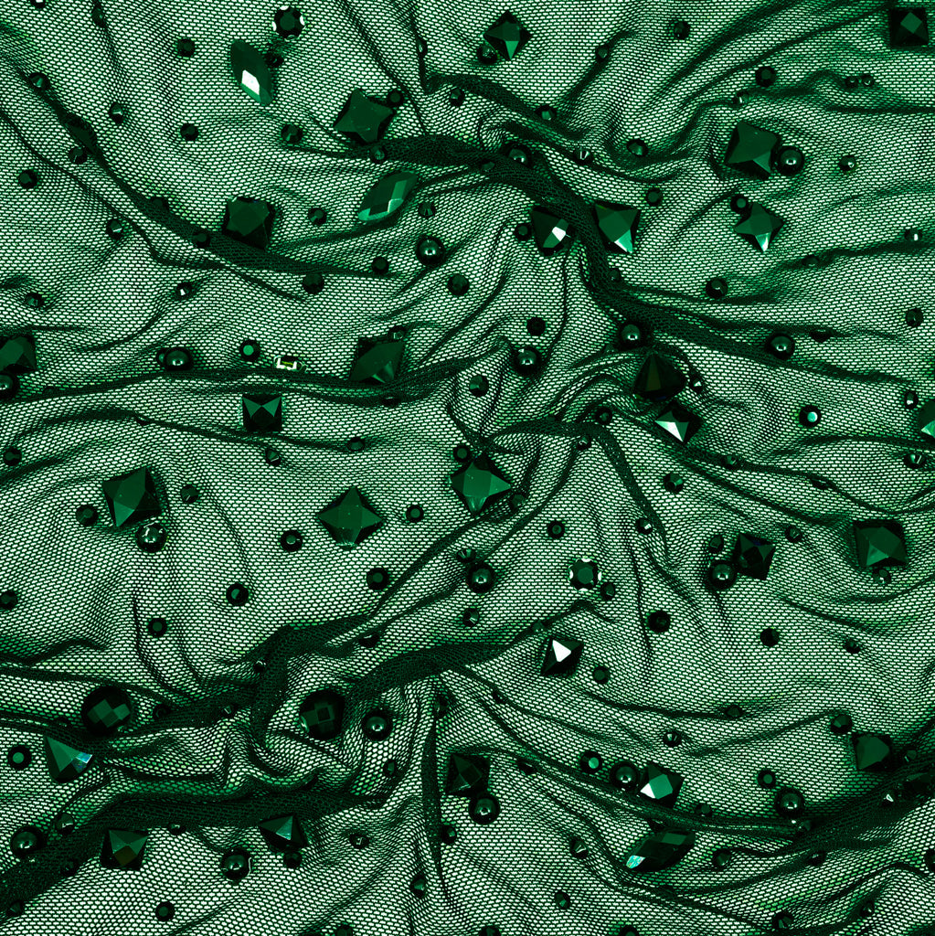 Brilliance Beaded with Rhinestone Stretch Mesh Fabric | Blue Moon Fabrics