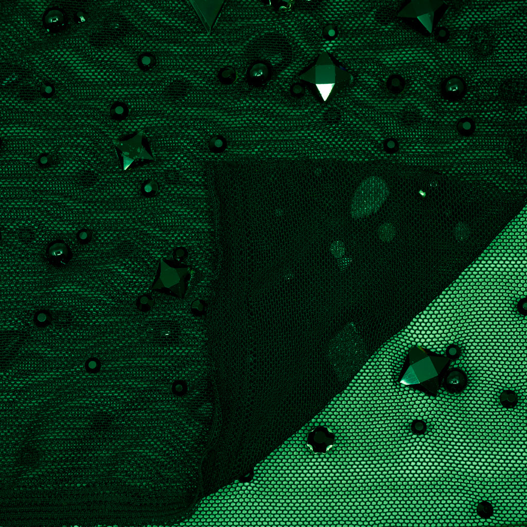 Brilliance Beaded with Rhinestone Stretch Mesh Fabric | Blue Moon Fabrics